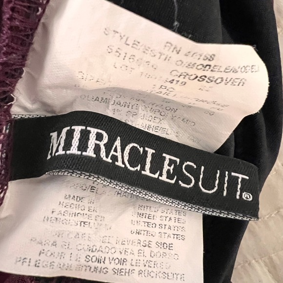 Miraclesuit Crossover One Piece Swimsuit Plum Burgundy V-Neck 5516039 Size 14 - Picture 5 of 7